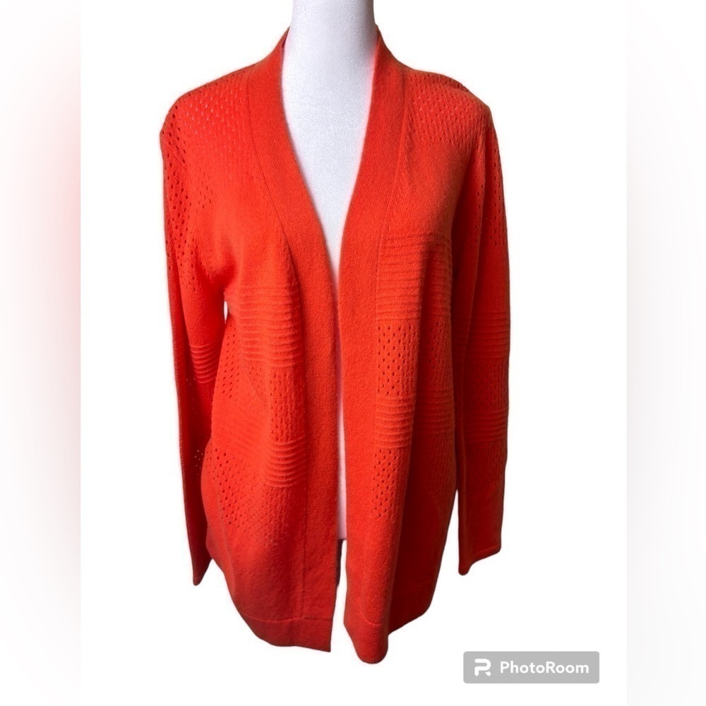 Stitch & Needle 100% Cashmere Open Cardigan Papaya Patterned Knit Size XS